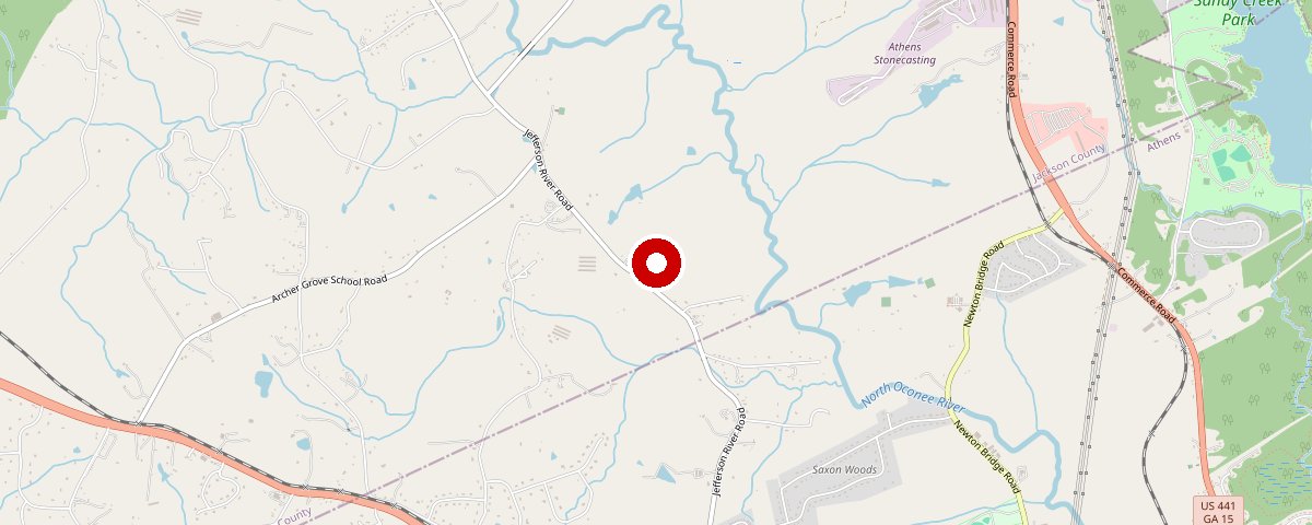 Map of the Old Jefferson Road, Athens, GA 30607 area
